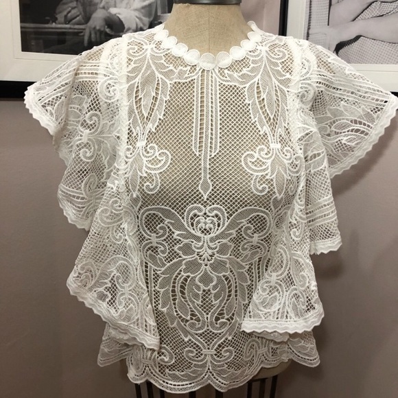 Beautiful Ruffle short sleeve Lace top - Picture 2 of 6